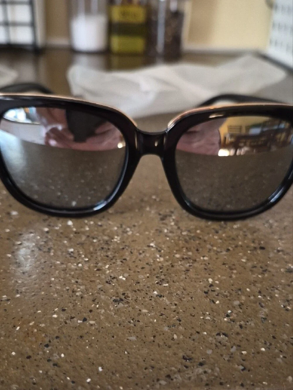 Women's Black Square Fashion Sunglasses with Subtle Gold Accent